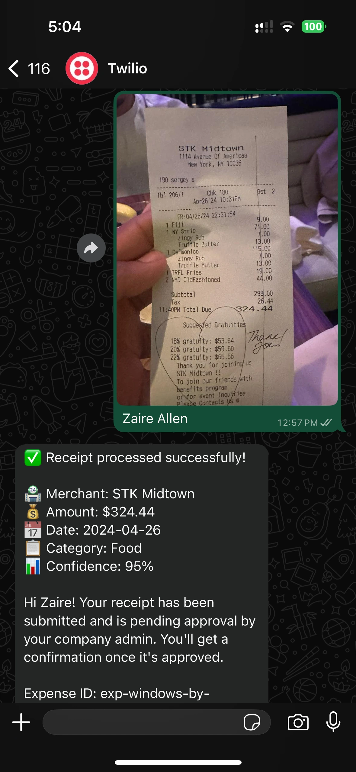 WhatsApp receipt 2
